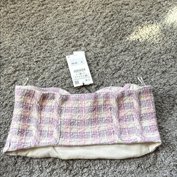 NWT Zara Purple, White, Pink tweed Bustier corset Top - Picture 5 of 8